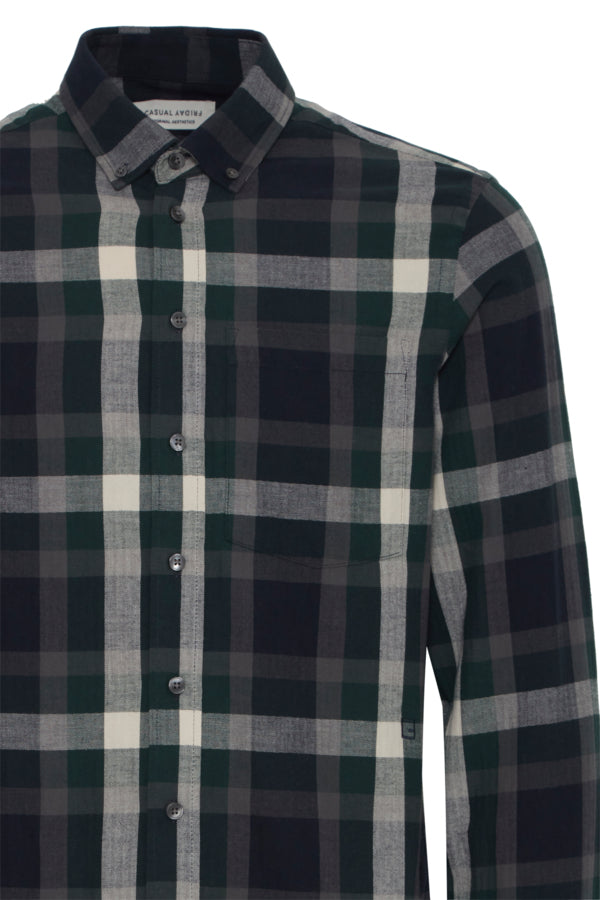 CASUAL FRIDAY - CFANTON LS Herringbone Checked Shirt - 20505290