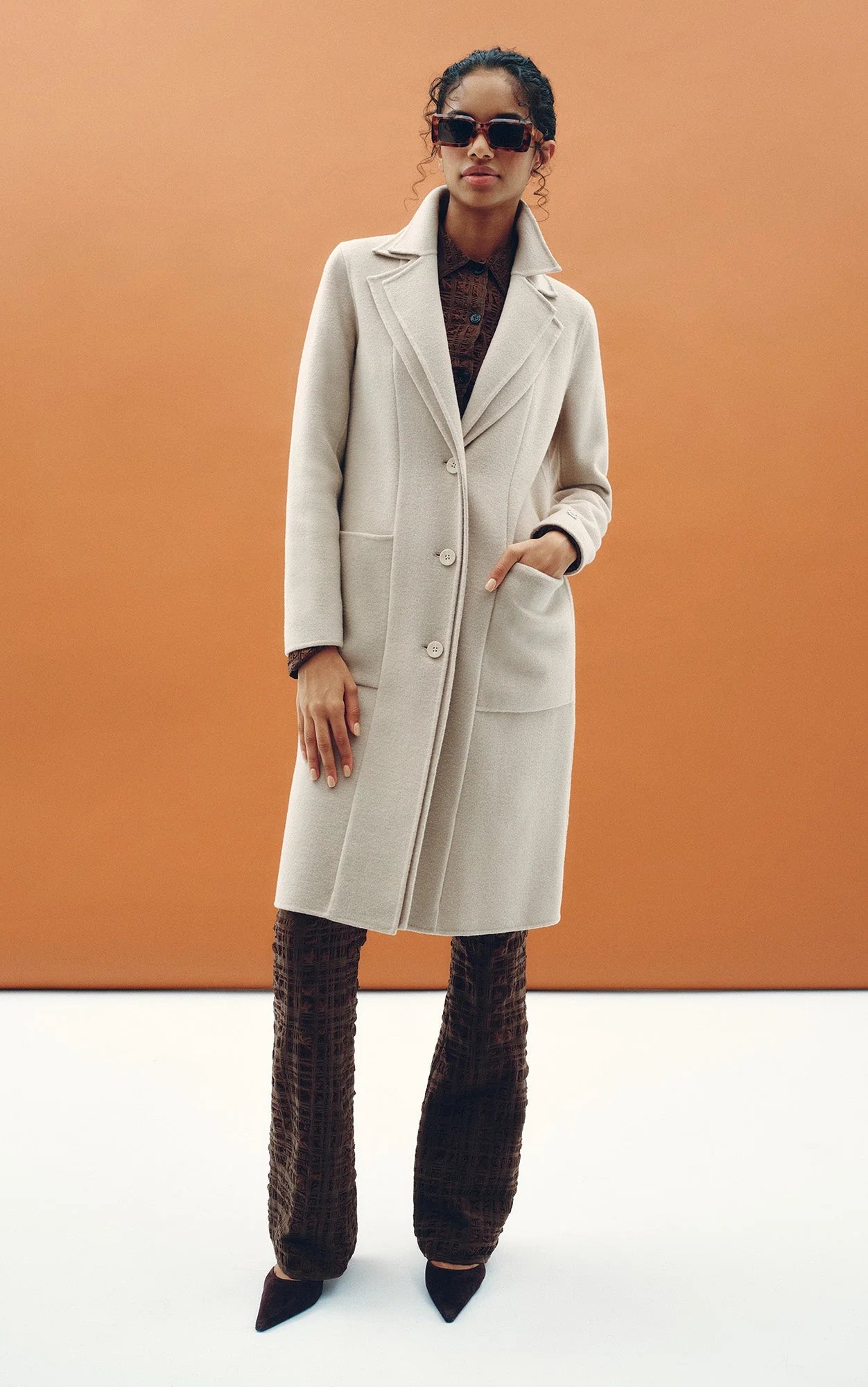 SOIA&KYO BENICIA - Straight-fit Double Face Wool Coat With Double Collar