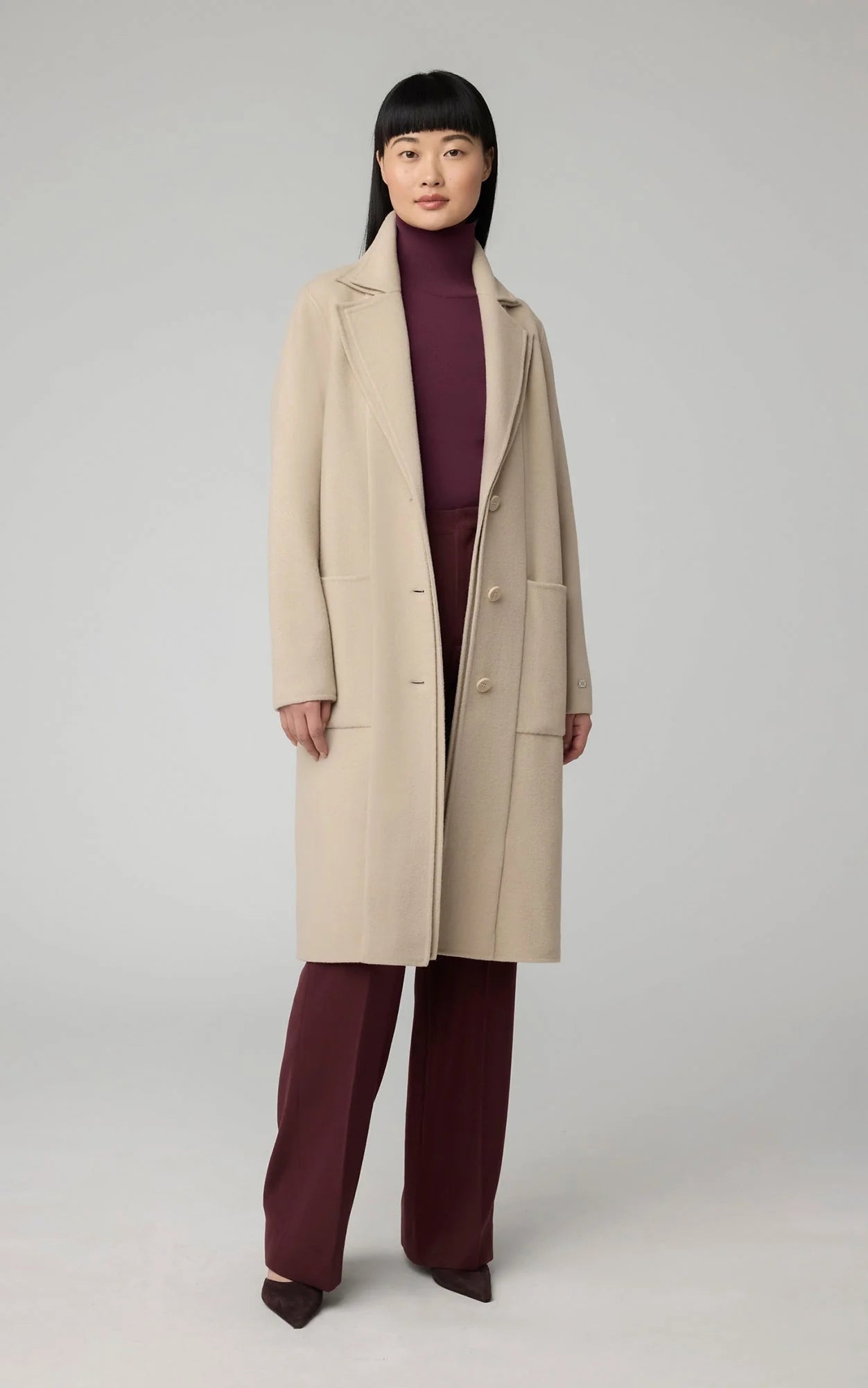 SOIA&KYO BENICIA - Straight-fit Double Face Wool Coat With Double Collar