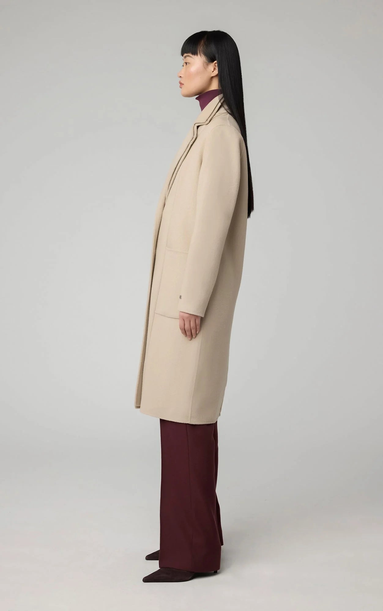 SOIA&KYO BENICIA - Straight-fit Double Face Wool Coat With Double Collar