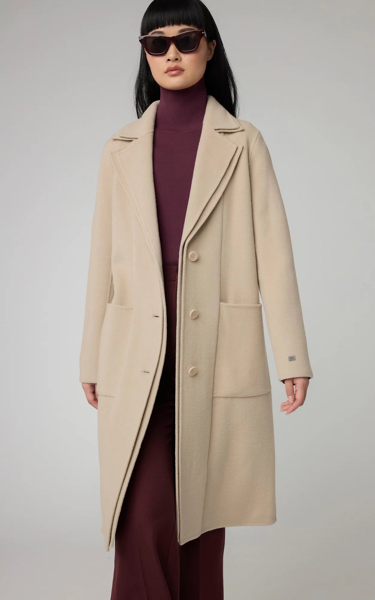 SOIA&KYO BENICIA - Straight-fit Double Face Wool Coat With Double Collar