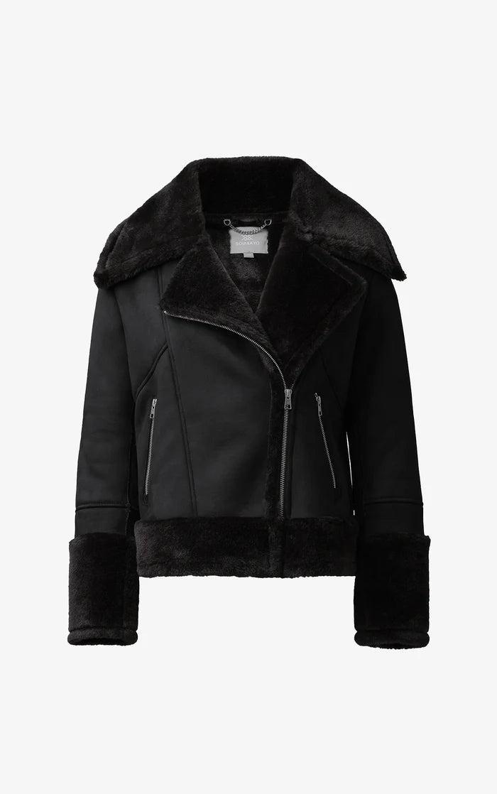 SOIA&KYO PHOEBE - Veste de motard luxe en faux sherpa coupe décontractée