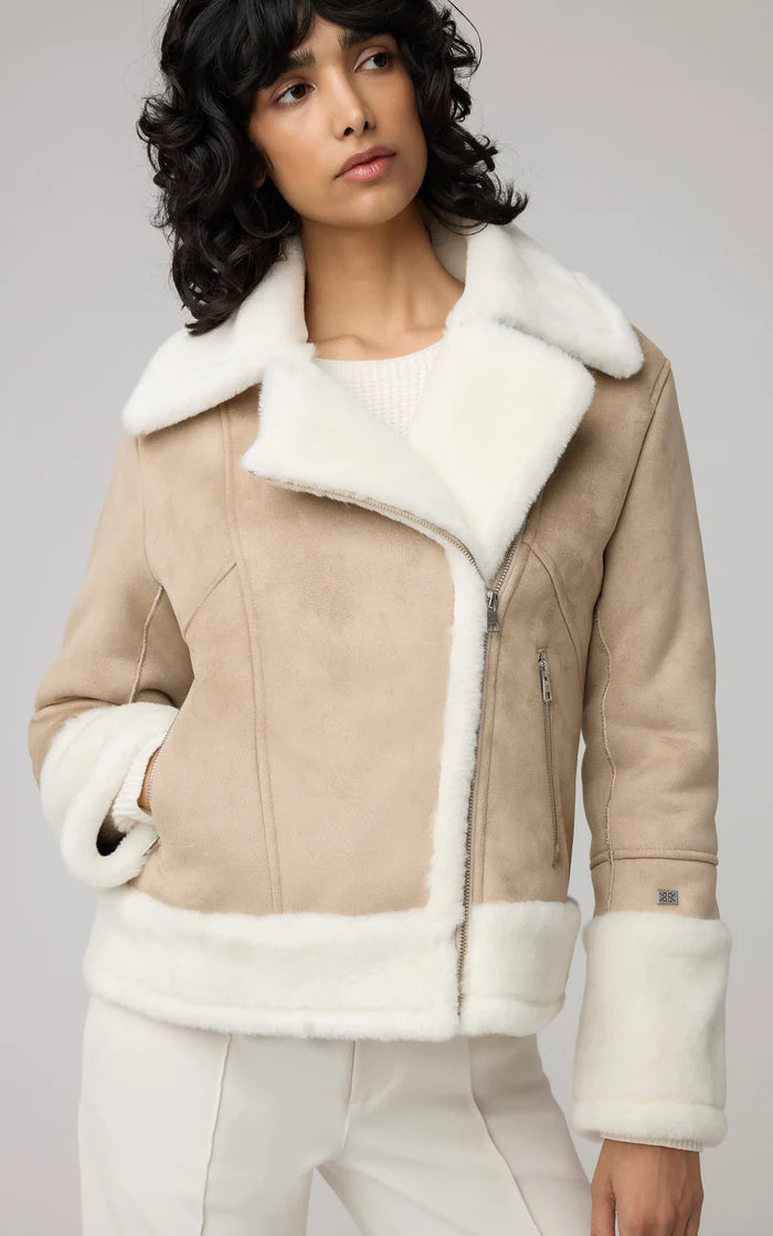 SOIA&KYO PHOEBE - Veste de motard luxe en faux sherpa coupe décontractée