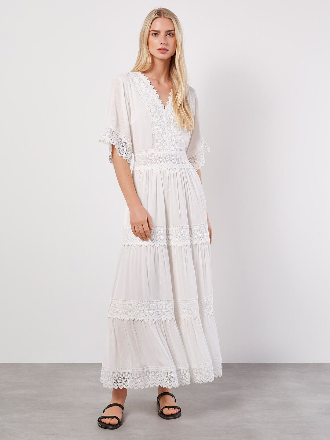 APRICOT - Crochet Guipure Maxi Dress - 803268 - Boutique Bubbles