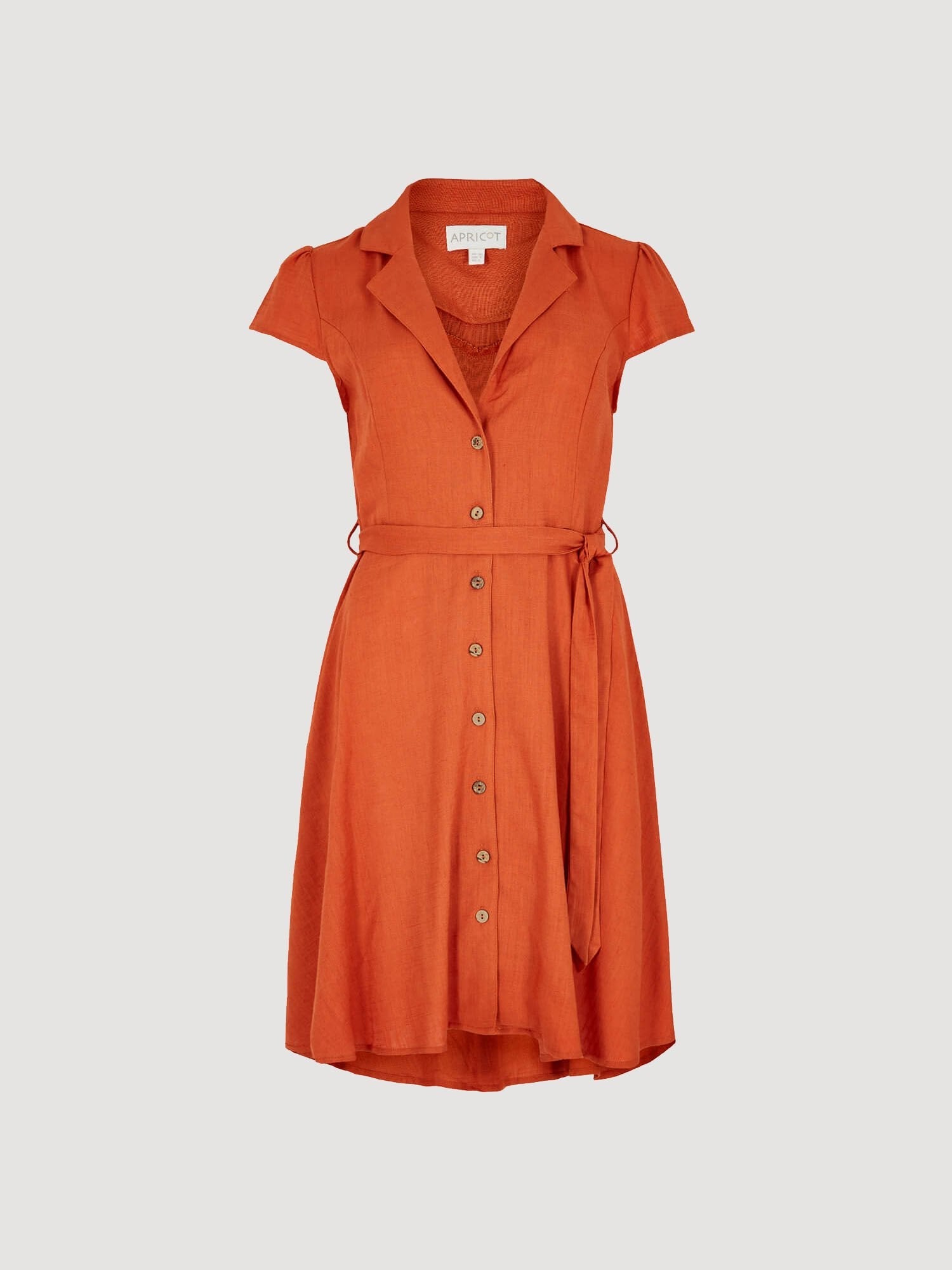 APRICOT - Open Collar Linen Shirt Dress - 839694/839762 - Boutique Bubbles