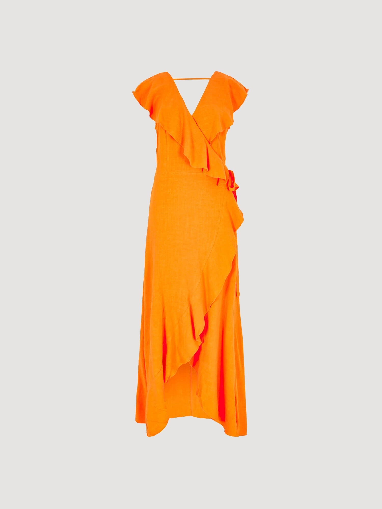 APRICOT - Ruffle Wrap Hi - Lo Linen Mix Dress - 828582 - Boutique Bubbles