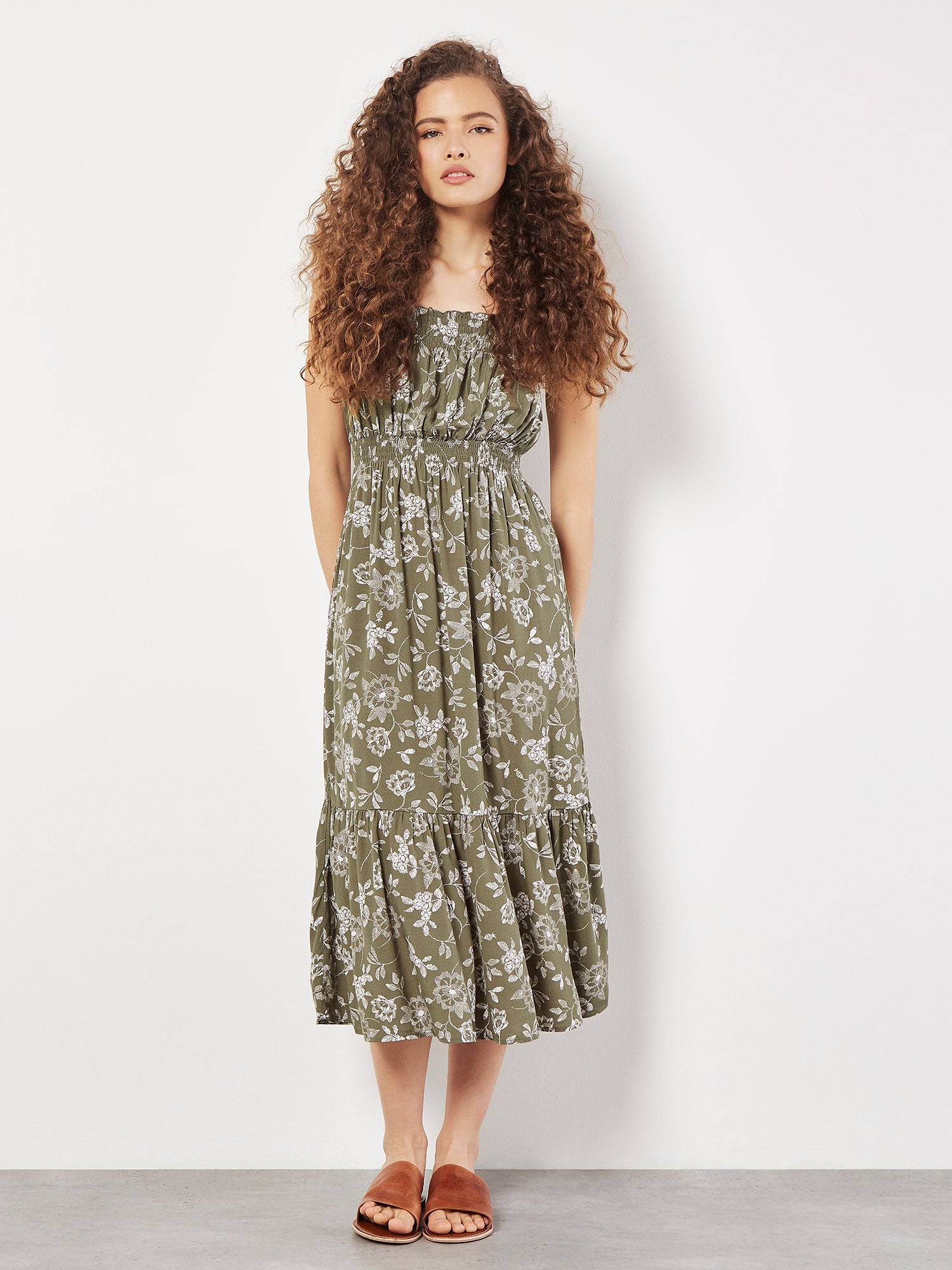 APRICOT - Smocked Nape Floral Border Dress - 824782 - Boutique Bubbles
