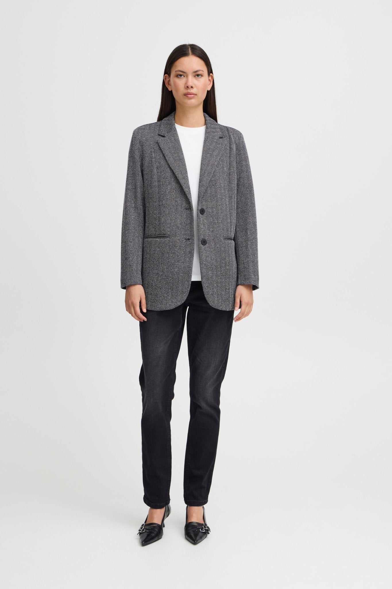 ICHI - IHKATE JACQUARD OVERSIZE BLAZER - 20121605 - Boutique Bubbles