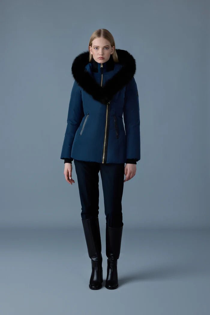 MACKAGE ADALI - BX - Down Coat With Blue Fox Fur Signature Mackage Collar - Boutique Bubbles