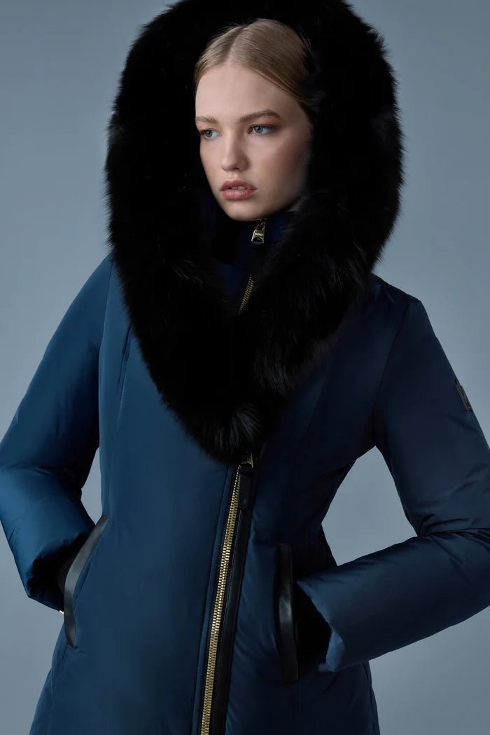 MACKAGE ADALI - BX - Down Coat With Blue Fox Fur Signature Mackage Collar - Boutique Bubbles