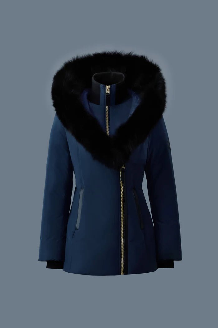 MACKAGE ADALI - BX - Down Coat With Blue Fox Fur Signature Mackage Collar - Boutique Bubbles