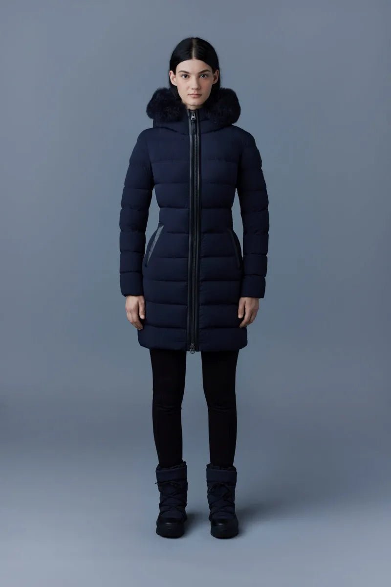 MACKAGE CALLA - SH - Light Down Coat With Black Shearling Collar - Boutique Bubbles