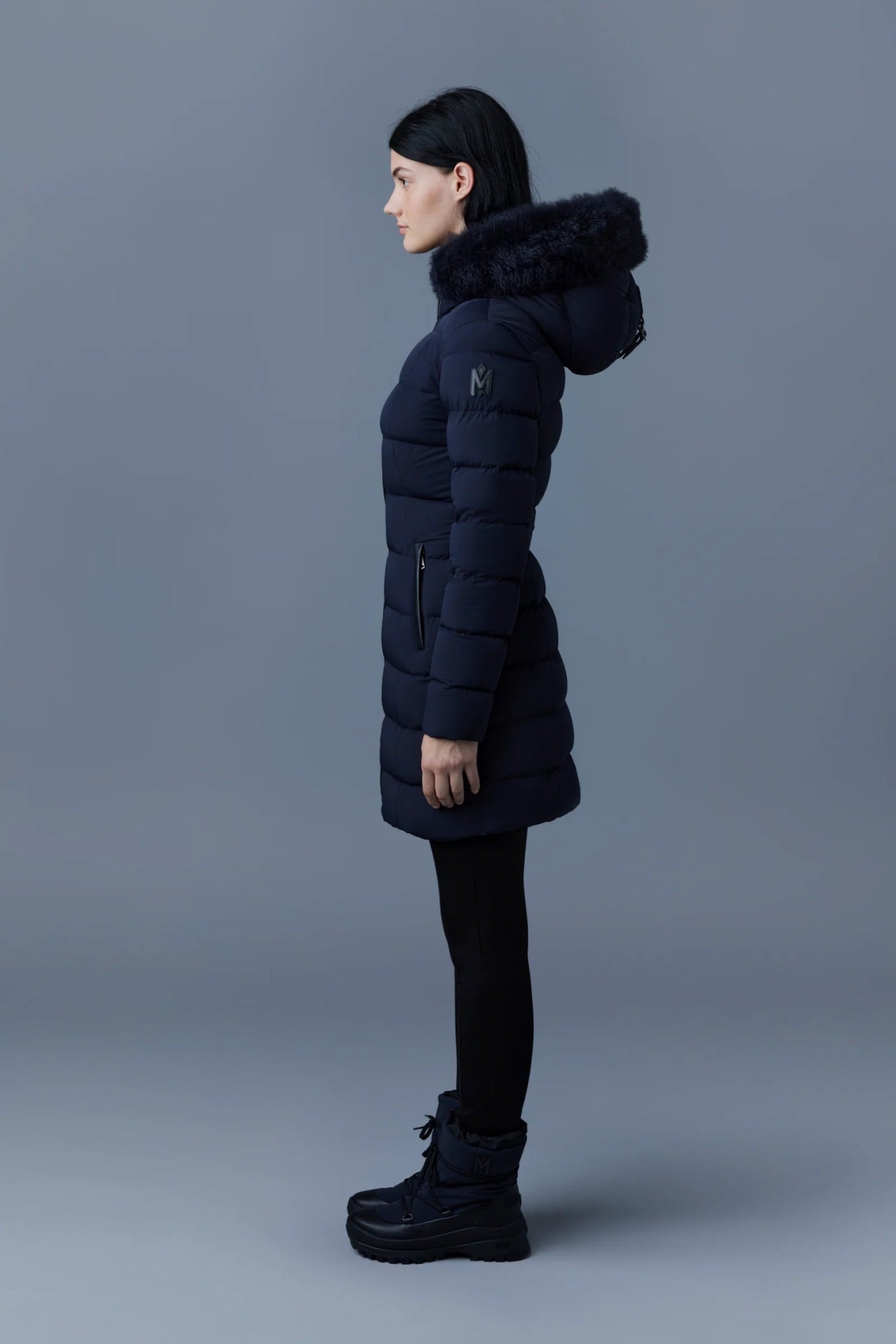 MACKAGE CALLA - SH - Light Down Coat With Black Shearling Collar - Boutique Bubbles