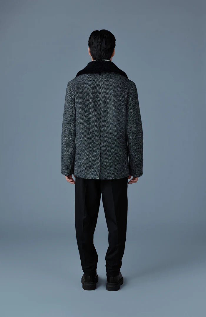 MACKAGE COLE - HB - Wool Herringbone Jacket With Shearling Collar - Boutique Bubbles