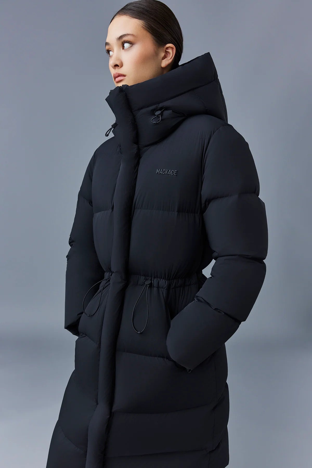 MACKAGE ISHANI - CITY - Long Down Quilted Coat With Hood - Boutique Bubbles