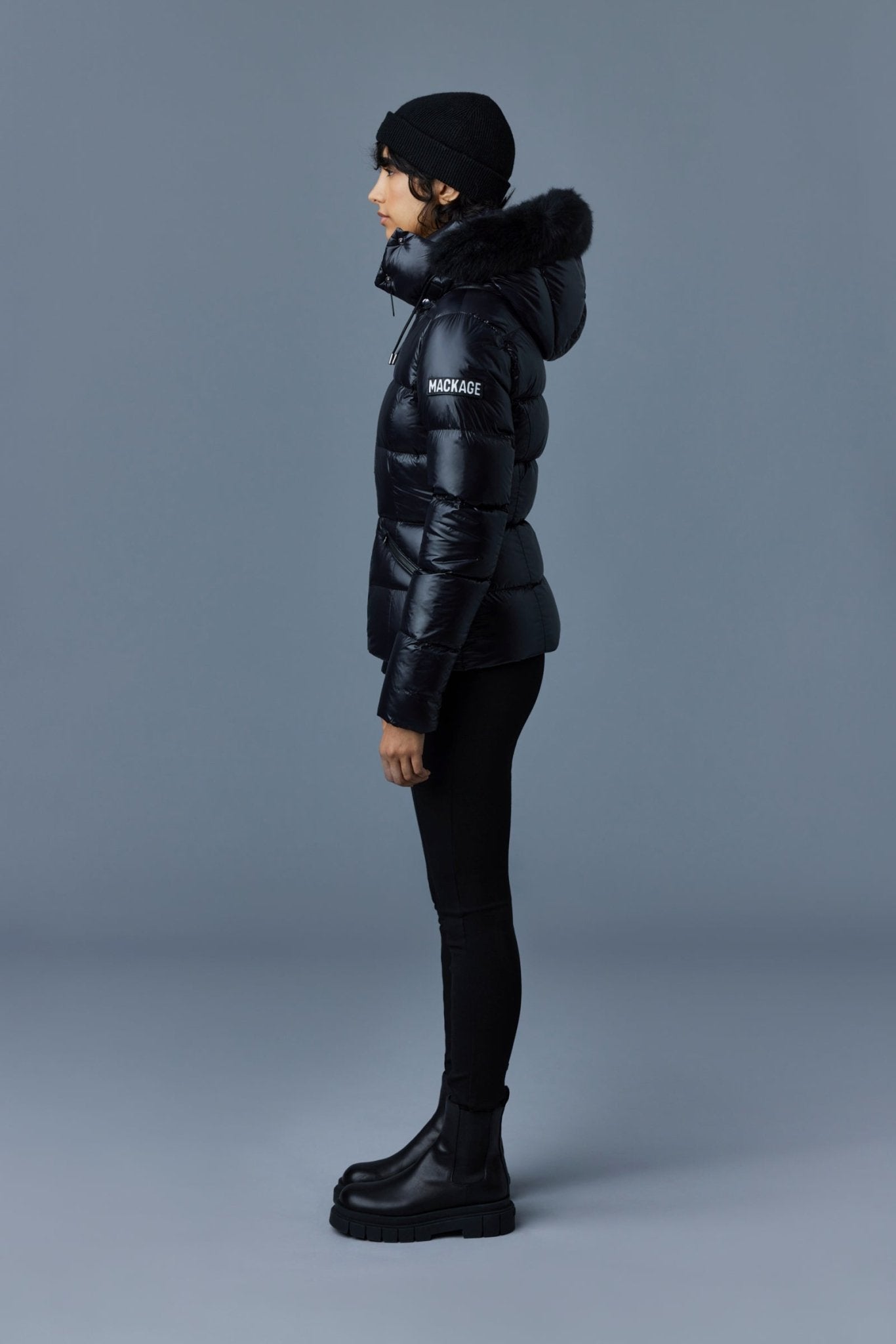 MACKAGE MADALYN - ZSH - Lustrous Light Down Jacket With Shearling - Boutique Bubbles