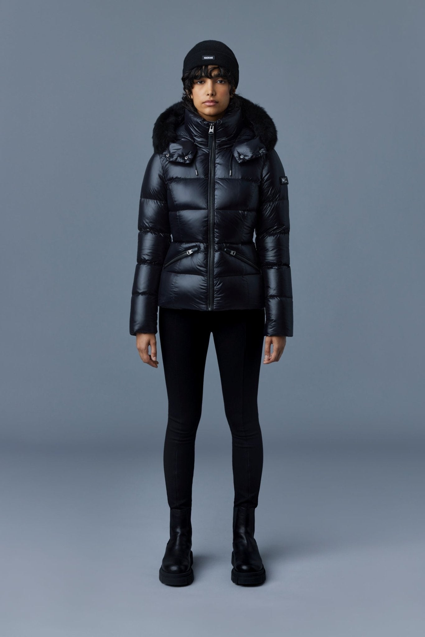 MACKAGE MADALYN ZSH Lustrous Light Down Jacket With Shearling