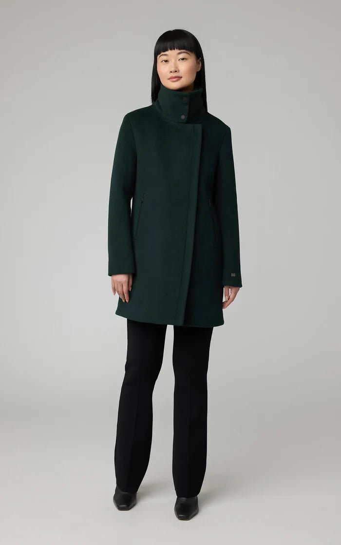 SOIA&KYO ABBI - Straight - Fit Mixed Media Wool Coat With Removable Bib - Boutique Bubbles