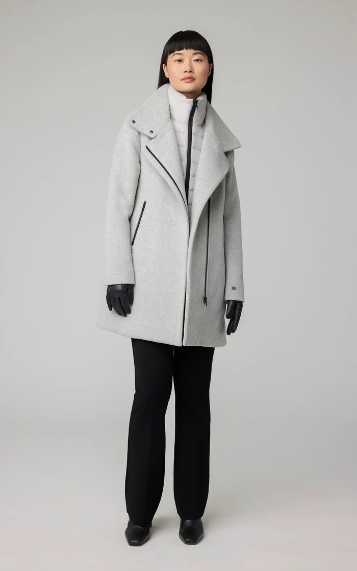 SOIA&KYO ABBI - Straight - Fit Mixed Media Wool Coat With Removable Bib - Boutique Bubbles