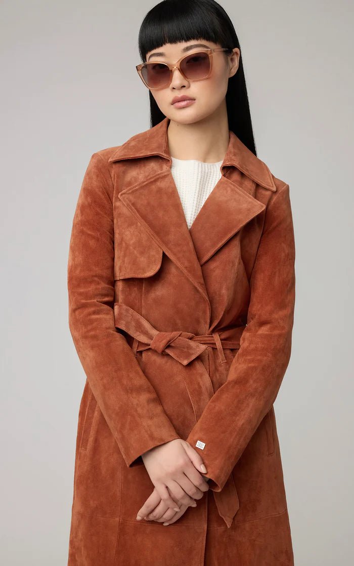 SOIA&KYO ALEXIS - N - Slim - Fit Suede Trench Coat - Boutique Bubbles