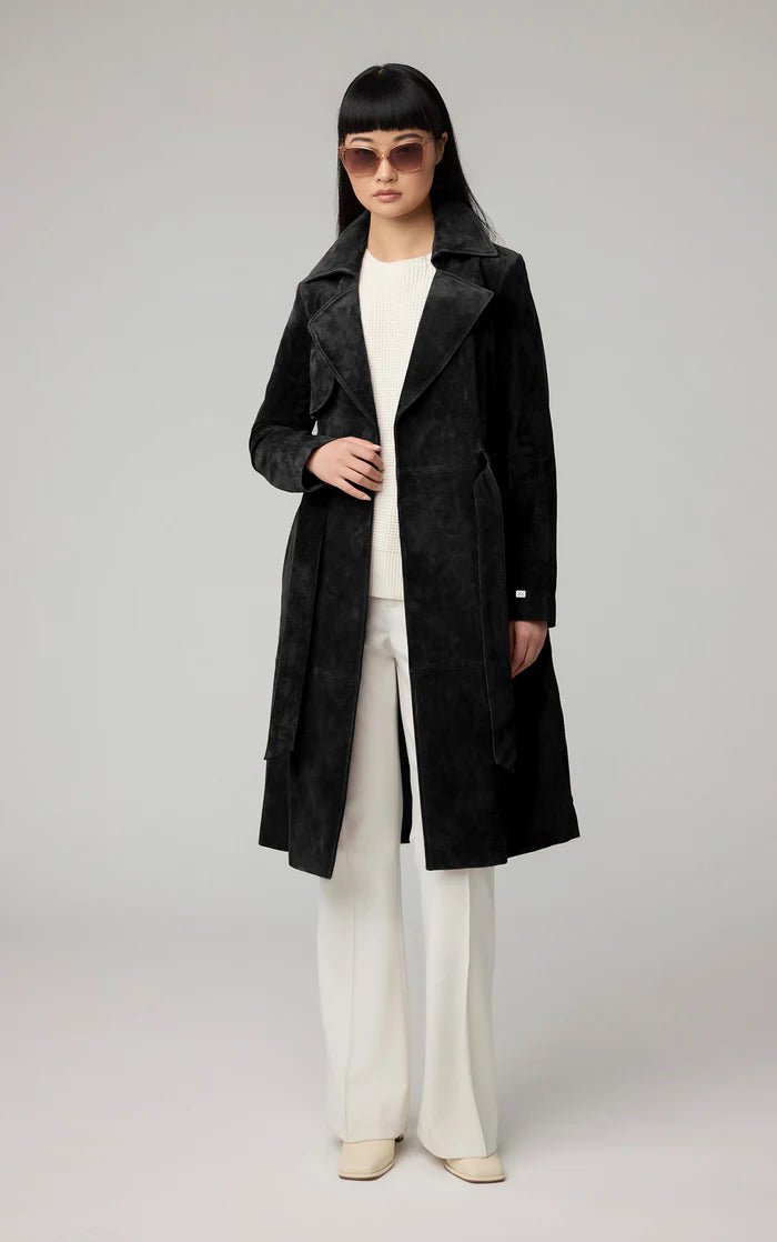 SOIA&KYO ALEXIS - N - Slim - Fit Suede Trench Coat - Boutique Bubbles