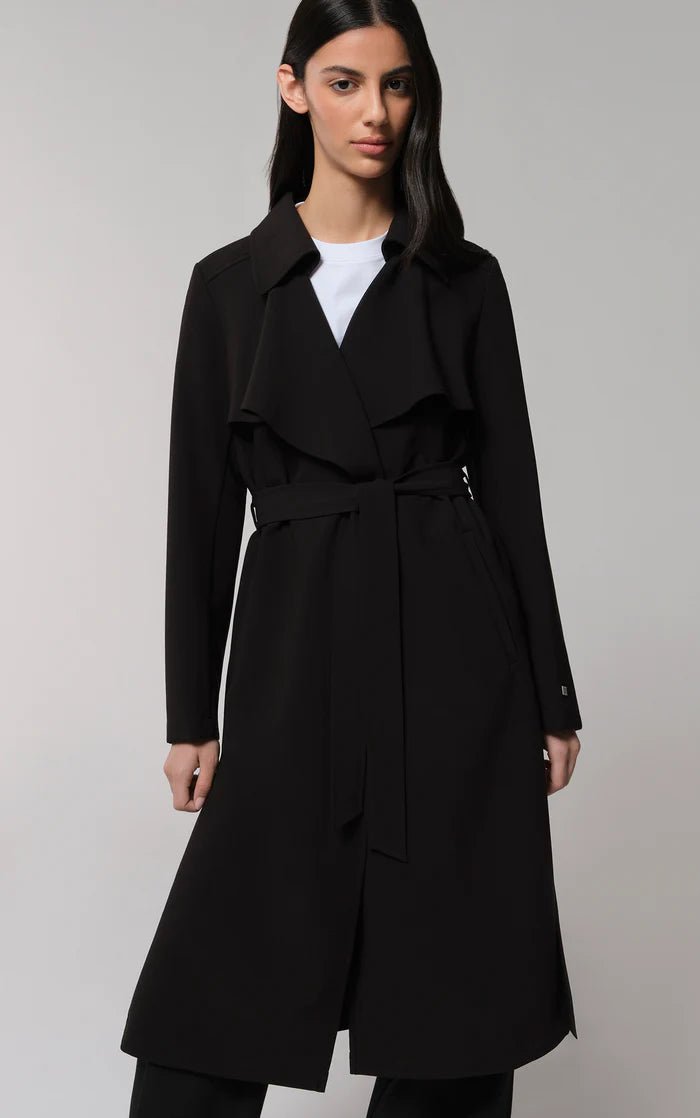 SOIA&KYO DIMITRA - Relaxed-Fit Belted Trench With Shirt Collar - Boutique Bubbles