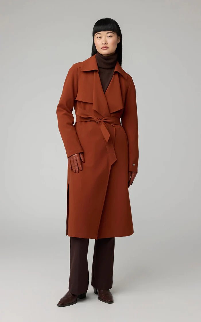 SOIA&KYO DIMITRA - Relaxed - Fit Belted Trench With Shirt Collar - Boutique Bubbles