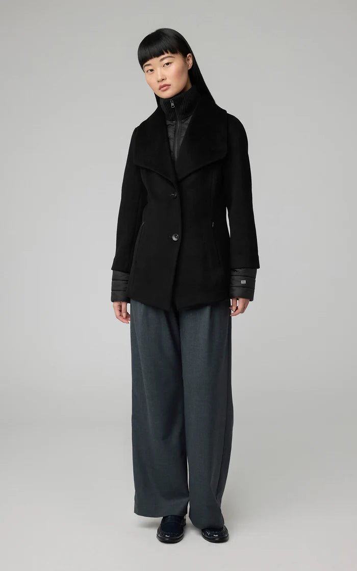 SOIA&KYO FRIEDA - Slim - Fit Mixed Media Wool Coat With Removable Bib - Boutique Bubbles