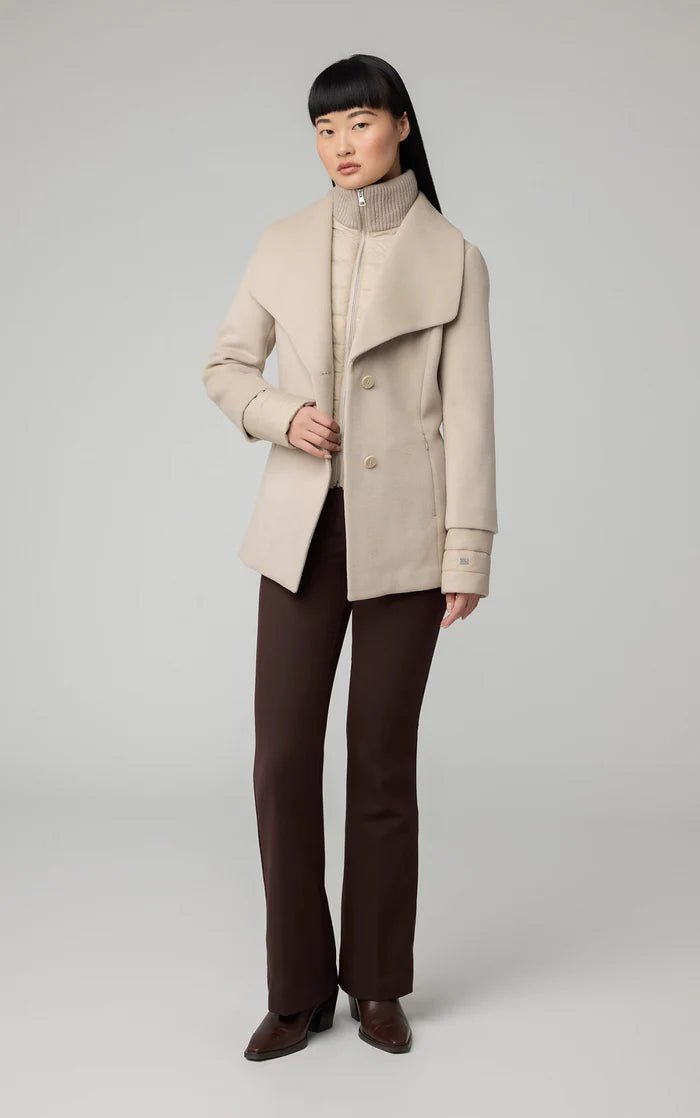 SOIA&KYO FRIEDA - Slim - Fit Mixed Media Wool Coat With Removable Bib - Boutique Bubbles