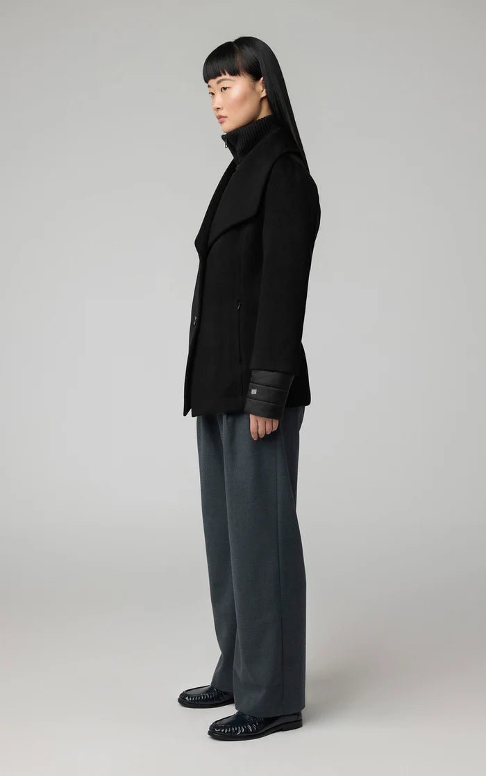 SOIA&KYO FRIEDA - Slim - Fit Mixed Media Wool Coat With Removable Bib - Boutique Bubbles