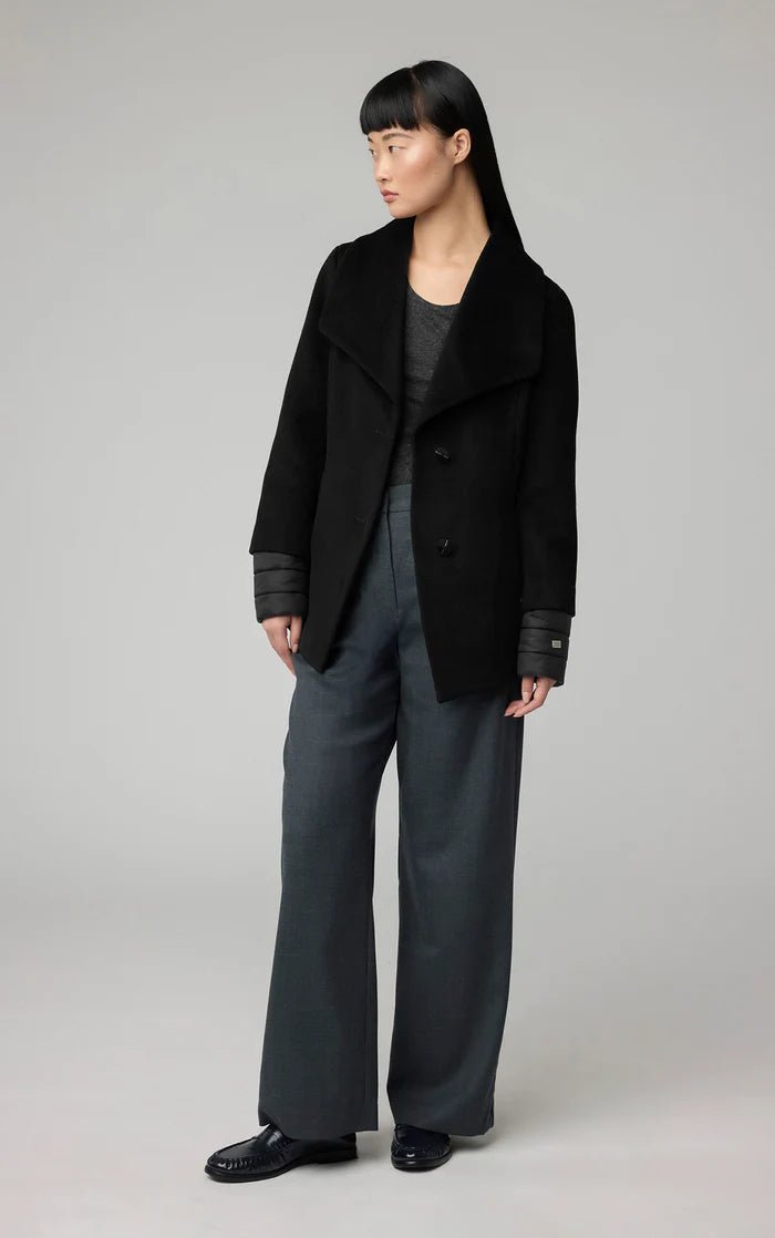 SOIA&KYO FRIEDA - Slim - Fit Mixed Media Wool Coat With Removable Bib - Boutique Bubbles