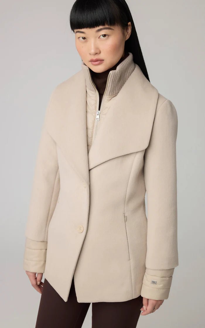 SOIA&KYO FRIEDA - Slim - Fit Mixed Media Wool Coat With Removable Bib - Boutique Bubbles