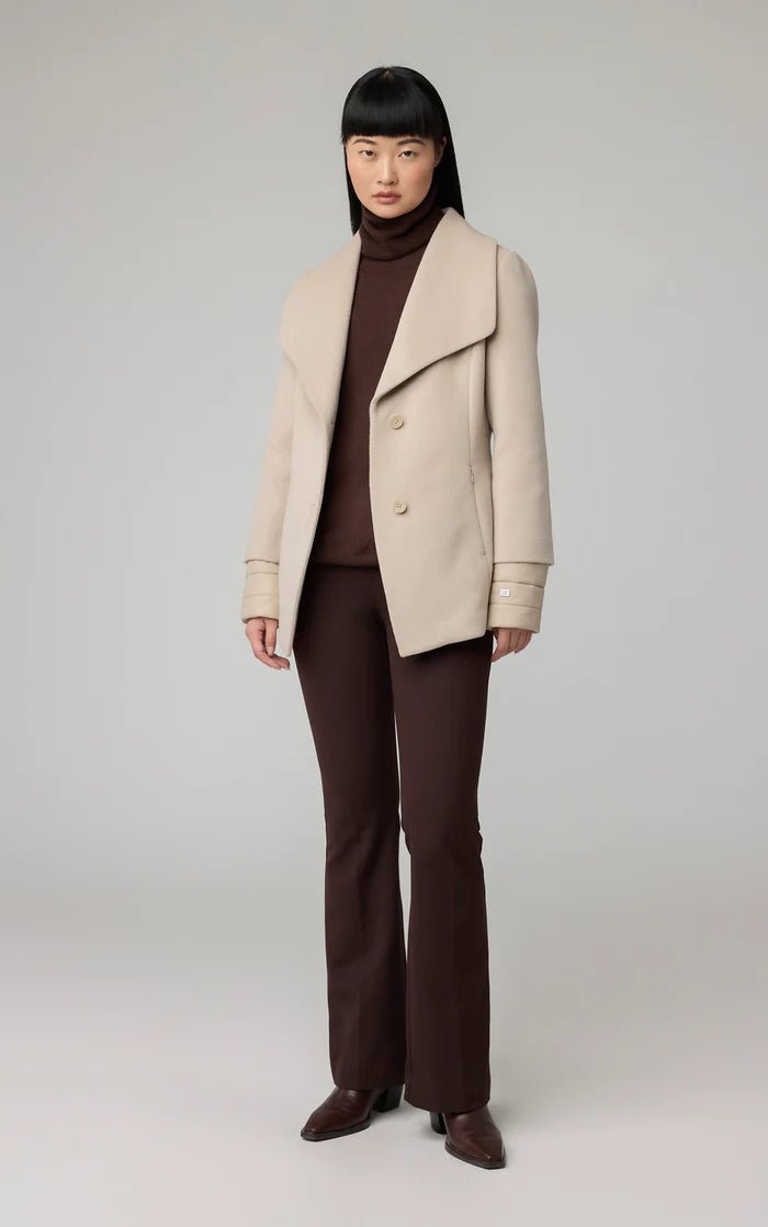 SOIA&KYO FRIEDA - Slim - Fit Mixed Media Wool Coat With Removable Bib - Boutique Bubbles