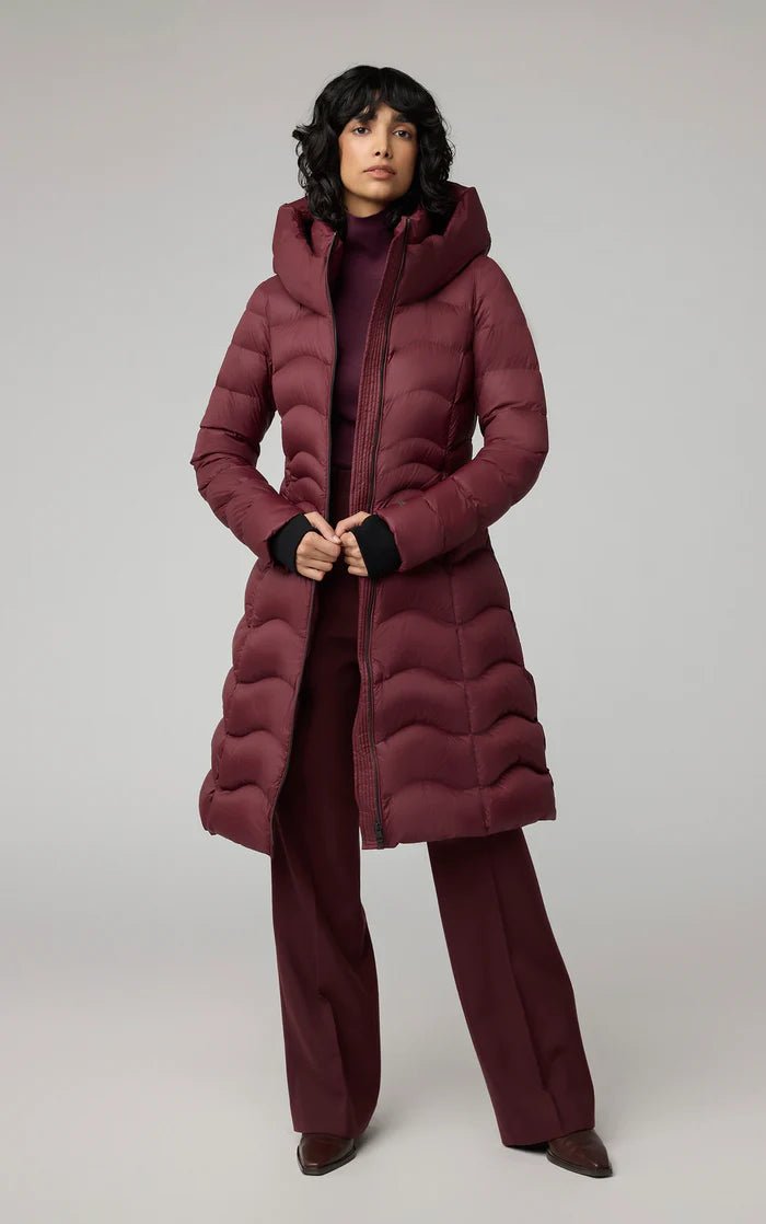 SOIA&KYO LITA - V - Sustainable Lightweight Down Fit & Flare Coat With Hood - Boutique Bubbles