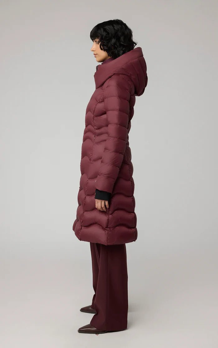 SOIA&KYO LITA - V - Sustainable Lightweight Down Fit & Flare Coat With Hood - Boutique Bubbles