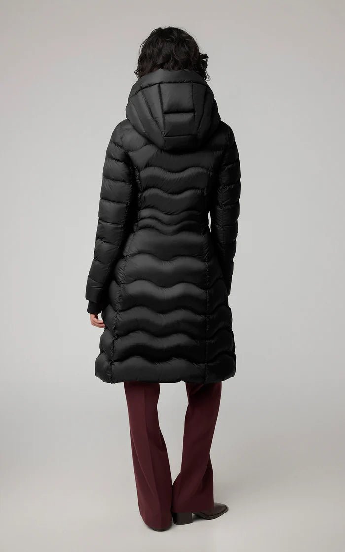 SOIA&KYO LITA - V - Sustainable Lightweight Down Fit & Flare Coat With Hood - Boutique Bubbles