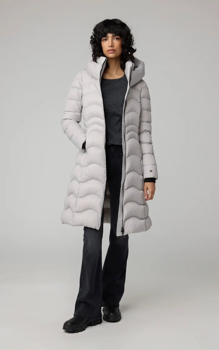 SOIA&KYO LITA - V - Sustainable Lightweight Down Fit & Flare Coat With Hood - Boutique Bubbles