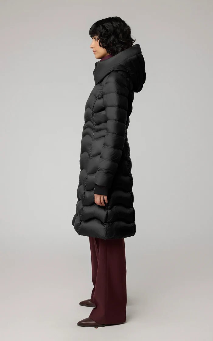 SOIA&KYO LITA - V - Sustainable Lightweight Down Fit & Flare Coat With Hood - Boutique Bubbles