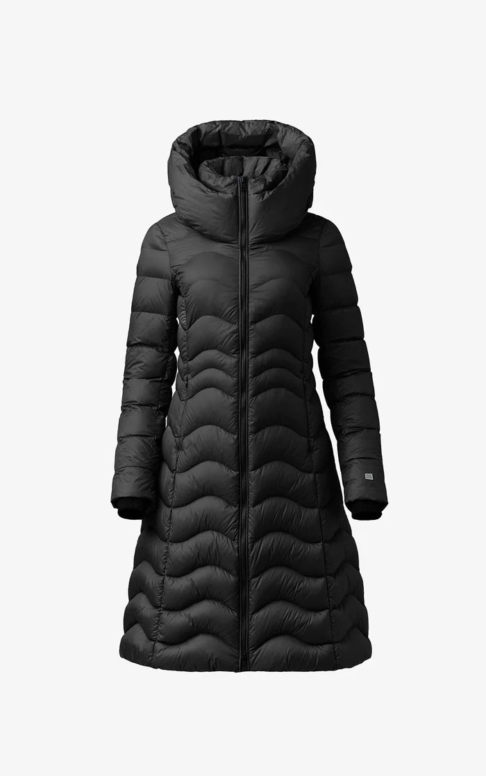 SOIA&KYO LITA - V - Sustainable Lightweight Down Fit & Flare Coat With Hood - Boutique Bubbles