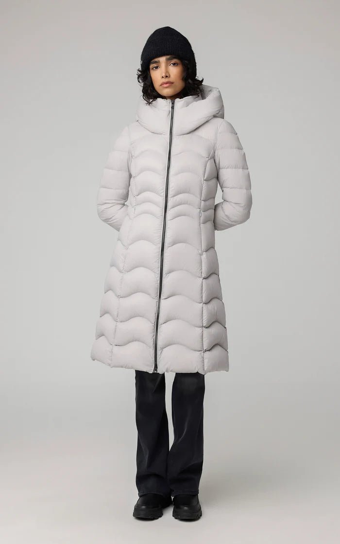 SOIA&KYO LITA - V - Sustainable Lightweight Down Fit & Flare Coat With Hood - Boutique Bubbles