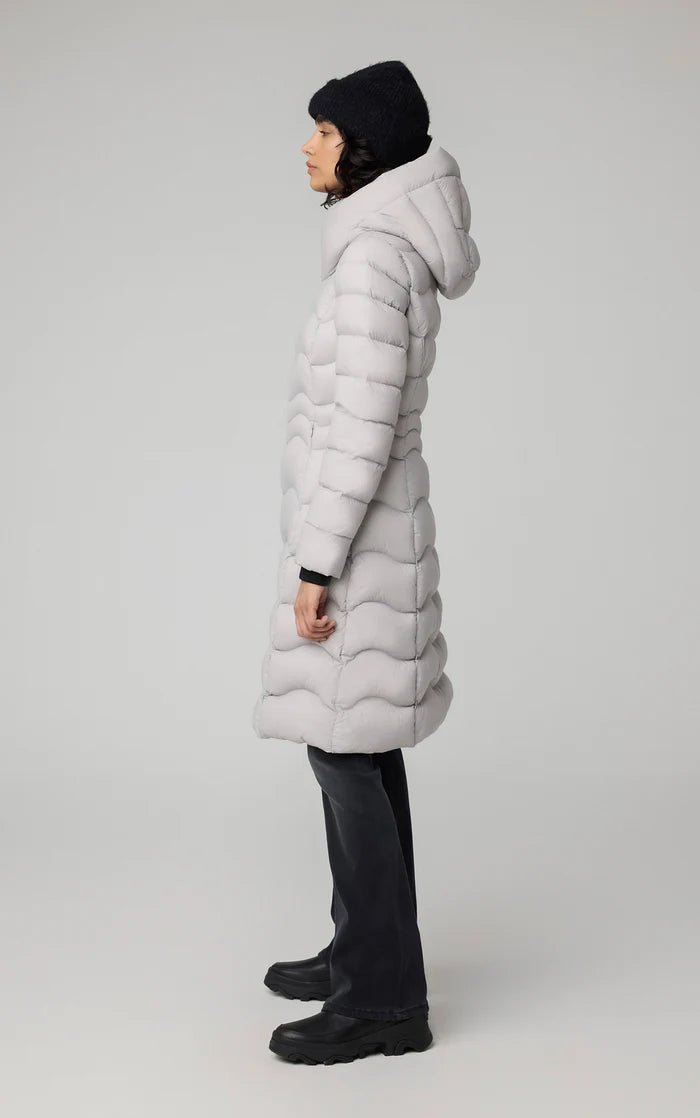 SOIA&KYO LITA - V - Sustainable Lightweight Down Fit & Flare Coat With Hood - Boutique Bubbles