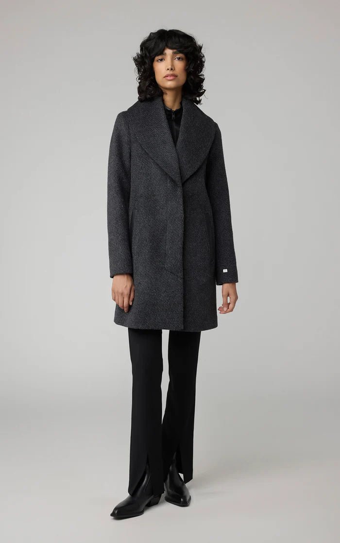 SOIA&KYO LOLLI - Straight - Fit Novelty Wool Coat With Leather bib - Boutique Bubbles