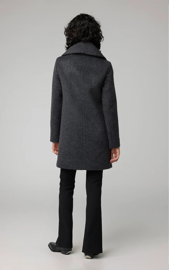 SOIA&KYO LOLLI - Straight - Fit Novelty Wool Coat With Leather bib - Boutique Bubbles