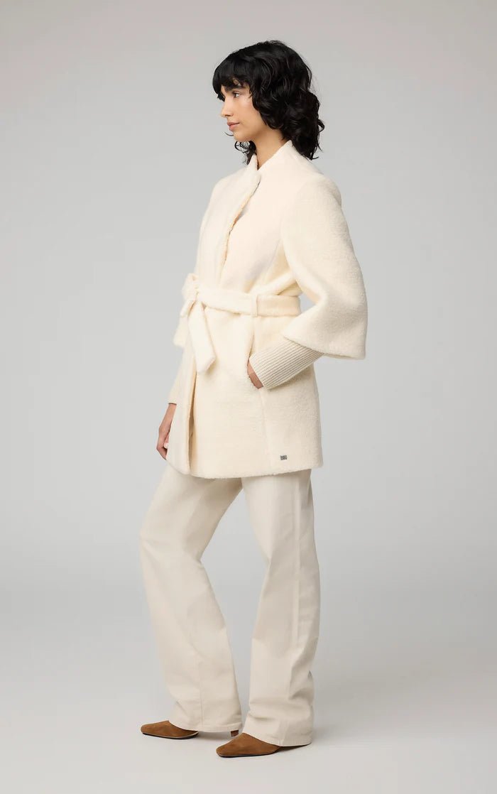 SOIA&KYO MARIAH - Semi - Fitted Wool Blend Sherpa Coat With Belt - Boutique Bubbles