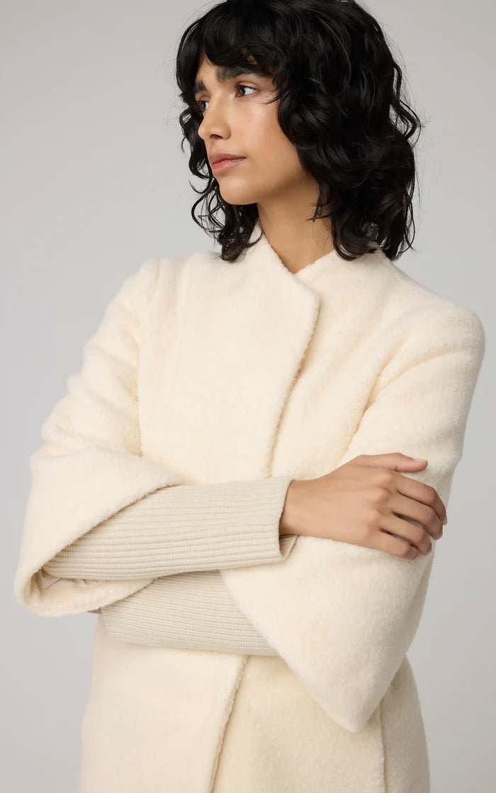 SOIA&KYO MARIAH - Semi - Fitted Wool Blend Sherpa Coat With Belt - Boutique Bubbles