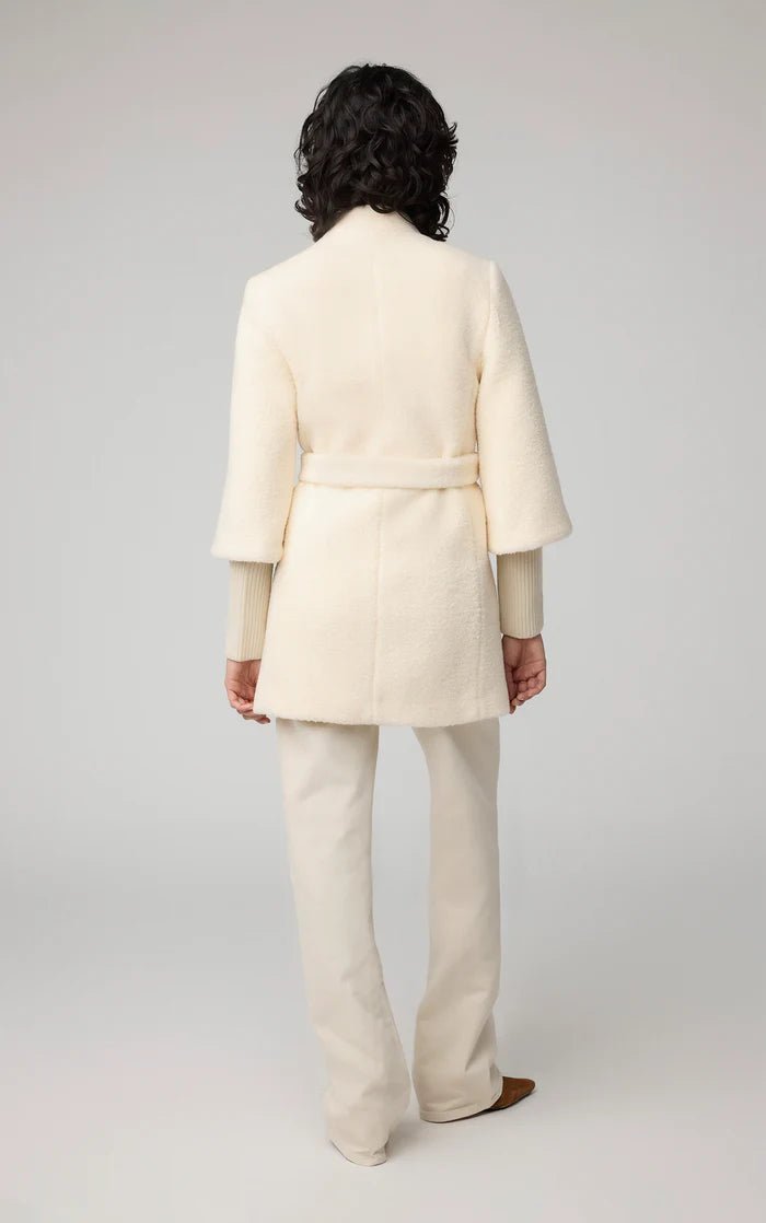 SOIA&KYO MARIAH - Semi - Fitted Wool Blend Sherpa Coat With Belt - Boutique Bubbles