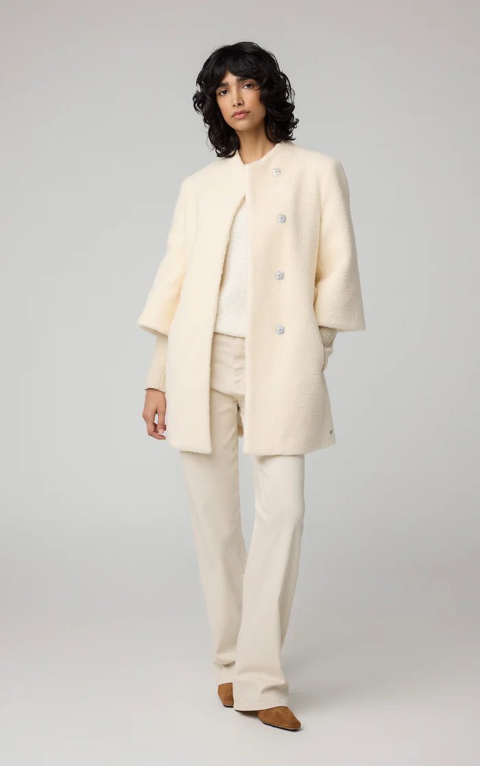 SOIA&KYO MARIAH - Semi - Fitted Wool Blend Sherpa Coat With Belt - Boutique Bubbles