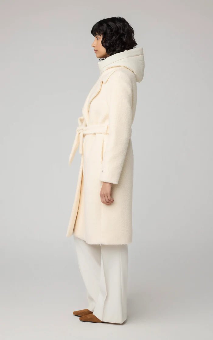 SOIA&KYO MONIQUE - Semi - Fitted Wool Blend Sherpa Coat With Bib & Hood - Boutique Bubbles