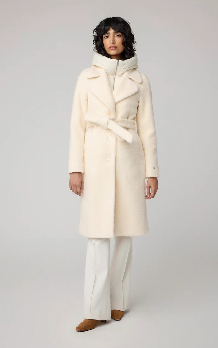 SOIA&KYO MONIQUE - Semi - Fitted Wool Blend Sherpa Coat With Bib & Hood - Boutique Bubbles