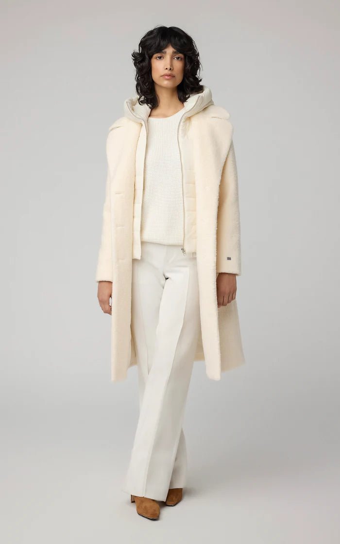 SOIA&KYO MONIQUE - Semi - Fitted Wool Blend Sherpa Coat With Bib & Hood - Boutique Bubbles